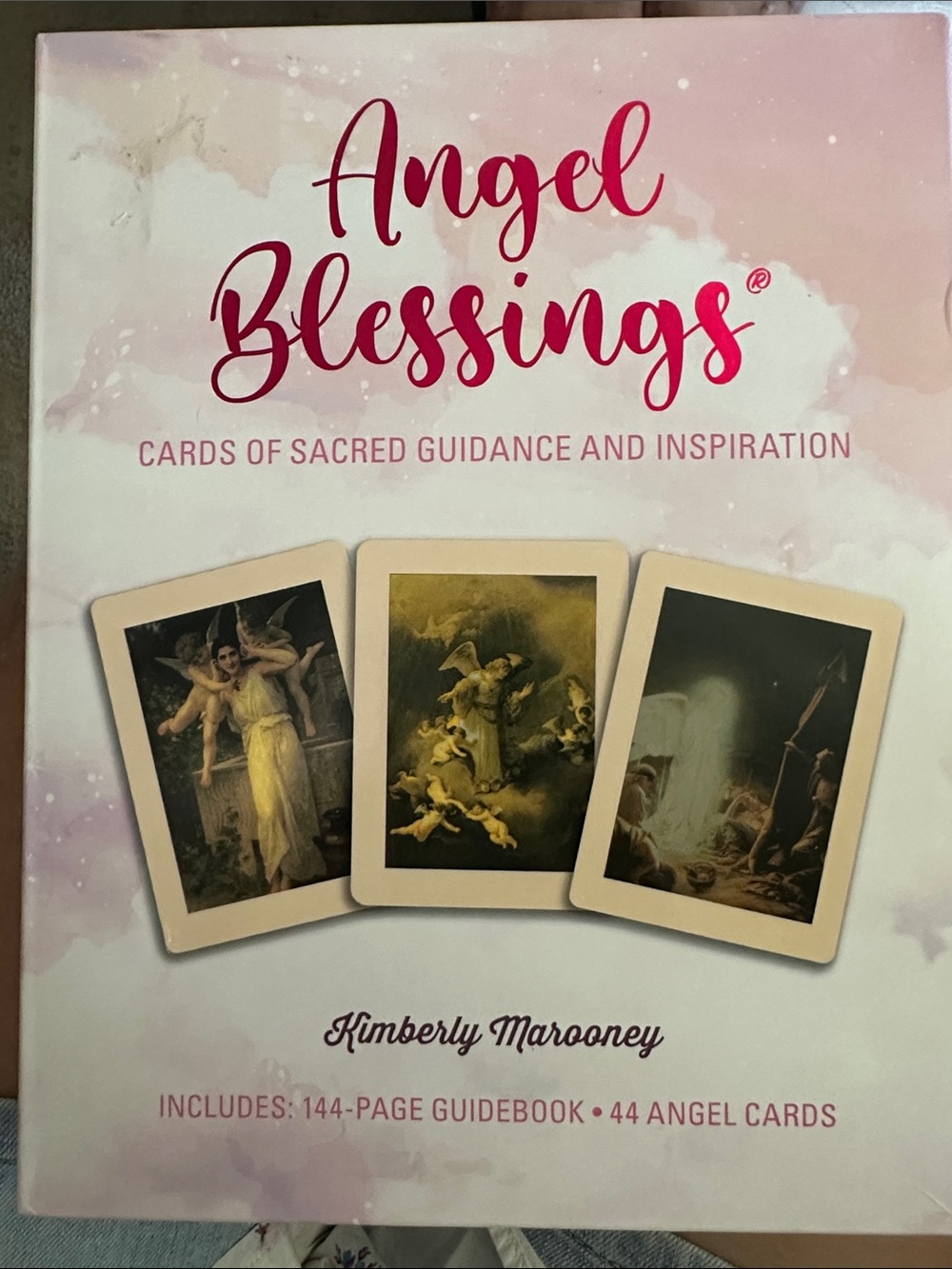 Angel Blessings Oracle Card Deck - Pink & Cream Box